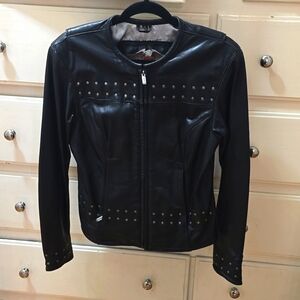 Womens Small Harley Davidson Leather Jacket Black